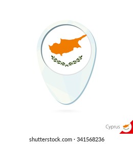 Cyprus flag location map pin icon on white background. Vector Illustration.