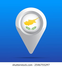 Symbol der Zypern-Flaggenkarte. Glänzendes Symbol 3D. Vektorgrafik.