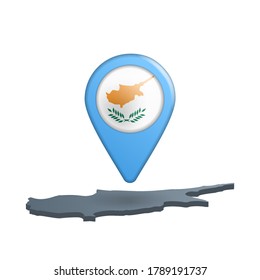 Cyprus flag map pin on white