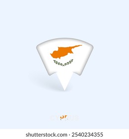 Projeto de ponteiro de mapa de bandeira de Chipre com sombra. Ilustrador de vetor.