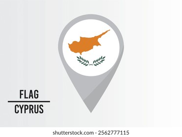 Cyprus Flag on Location Pin. vector illustration