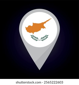 Cyprus Flag on Location Pin. vector illustration