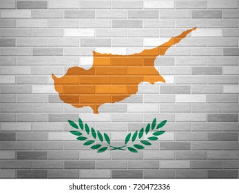 Cyprus flag on textured brick wall.