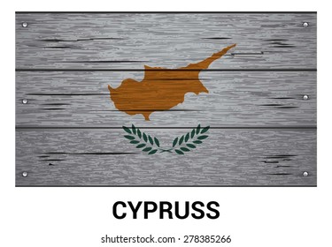 Cyprus flag on wood texture background - vector illustration