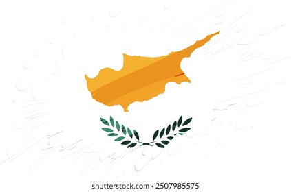 Cyprus flag painted with Grunge brush stroke, watercolor flag style.