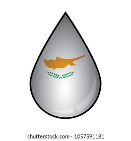 The Cyprus flag painted on 3D water drop