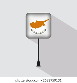 Cyprus Flag Pole Vector Illustration