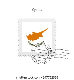 Cyprus Flag Postage Stamp on white background. Vector illustration.