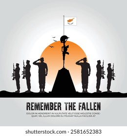 Cyprus flag in remember the fallen flag for morning sun and army design