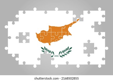 Bandera de Chipre forma del vector del rompecabezas, mapa del rompecabezas, bandera de Chipre para niños y aulas, activo del logotipo del país, concepto del problema de solución, diseño plano