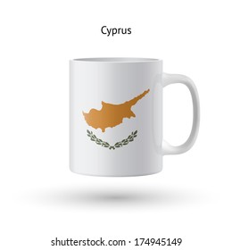 Cyprus flag souvenir mug isolated on white background. Vector illustration.