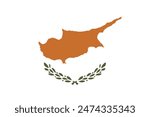 Cyprus flag. Standard size. The official ratio. A rectangular flag. Standard color. Flag icon. Digital illustration. Computer illustration. Vector illustration.