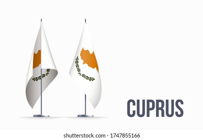 Cyprus flag state symbol isolated on background national banner. Greeting card National Independence Day of the Republic of Cyprus. Illustration banner with realistic state flag.