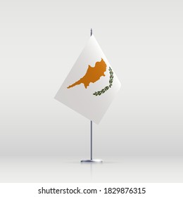 Cyprus flag state symbol isolated on background national banner. Greeting card National Independence Day of the Republic of Cyprus. Illustration banner with realistic state flag.