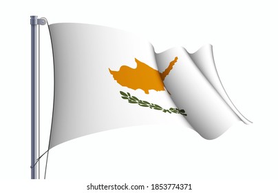 Cyprus flag state symbol isolated on background national banner. Greeting card National Independence Day of the Republic of Cyprus. Illustration banner with realistic state flag.