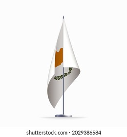 Cyprus flag state symbol isolated on background national banner. Greeting card National Independence Day of the Republic of Cyprus. Illustration banner with realistic state flag.