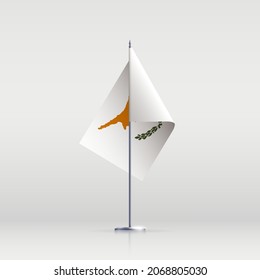 Símbolo del estado de la bandera de Chipre aislado en una bandera nacional de fondo. Tarjeta de saludo Día Nacional de la Independencia de la República de Chipre. Cartel de ilustración con bandera de estado realista.