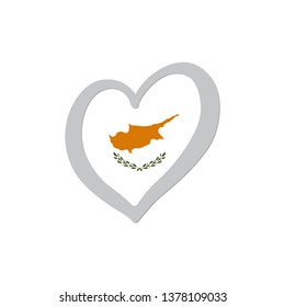 Cyprus flag vector inside of heart. Eurovision song contest symbol Vector Illustration