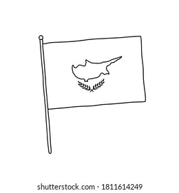 Cyprus flag vector, outline illustration. Vector black and white Cyprus flag.