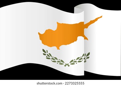 Cyprus flag wave isolated on png or transparent background
