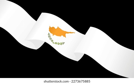 Cyprus flag wave isolated on png or transparent background
