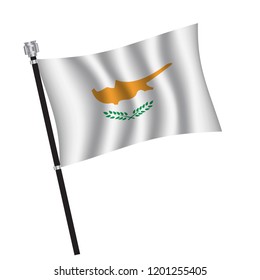 Cyprus flag , flag of Cyprus waving on flag pole, vector illustration EPS 10.