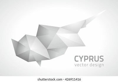 Cyprus grey vector polygonal map