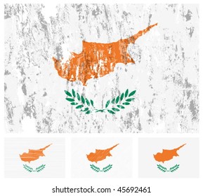 Cyprus grunge flag set on a white background. Vector illustration.