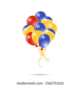 Cyprus Happy National Day greeting card. balloons flag of Cyprus with ribbon isolated on white background. Template for poster, banner, flyer, invitation, brochure, card, cover

