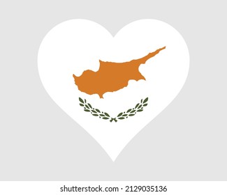 Cyprus Heart Flag. Cypriot Love Shape Country Nation National Flag. Republic of Cyprus Banner Icon Sign Symbol. EPS Vector Illustration. svg