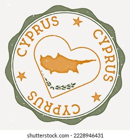 Cyprus heart flag logo. Country name text around Cyprus flag in a shape of heart. Cool vector illustration.