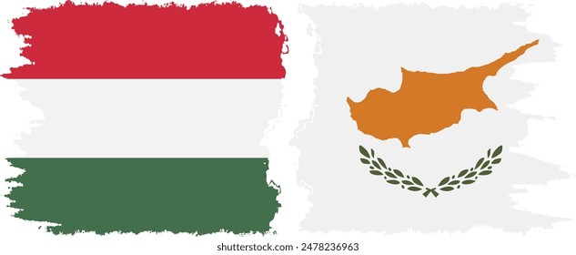 Cyprus and Hungary grunge flags connection, vector