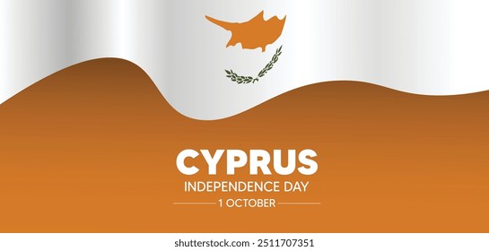 Cyprus Independence Day 1 October waving flag vector poster
