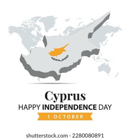 Día de la Independencia de Chipre, 3d representando la ilustración del Día de la Independencia de Chipre con el tema del mapa 3d y los colores de la bandera