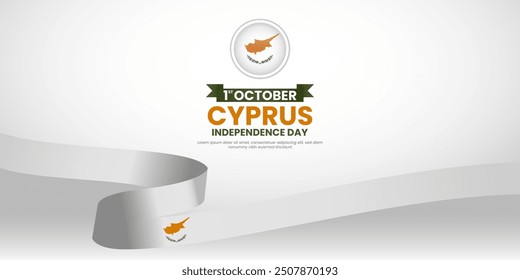 Cyprus Independence Day banner background with waving ribbon flag. Vector illustration design