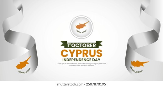Cyprus Independence Day banner background with waving ribbon flag. Vector illustration design
