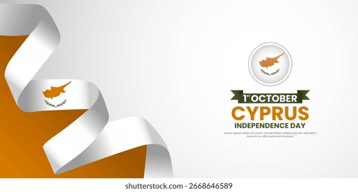 Cyprus independence day banner background 1st october design element with waving ribbon flag