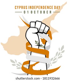 Diseño del Día de la Independencia de Chipre con colorida bandera chipriota en mano.