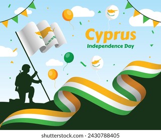 Cyprus Independence Day. Hand with flag