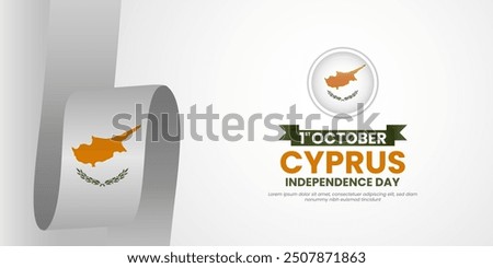 Cyprus independence day with ribbon flag. National flag background design.