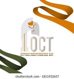 Día de la Independencia de Chipre con tipografía de 1º de octubre y diseño de fondo.