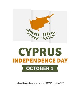 Cyprus Independence Day typography poster. Cyprian National holiday on October 1. Vector template for banner, flyer, postcard, etc.