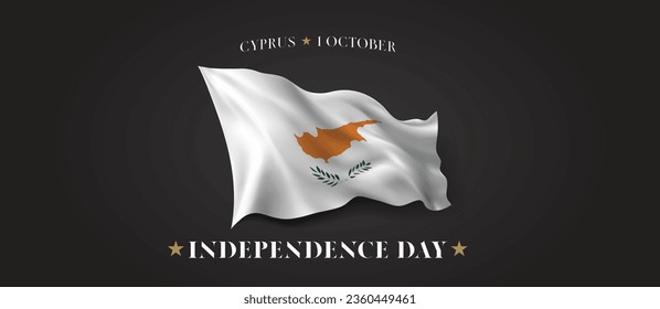 Zypern Unabhängigkeitstag, Vektorbanner, Grußkarte. zypriotische Flagge im 1. Oktober patriotisches Ferien-horizontales Design mit realistischer Flagge