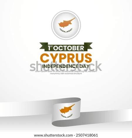 Cyprus Independence Day with Cyprus waving ribbon flag emblem design