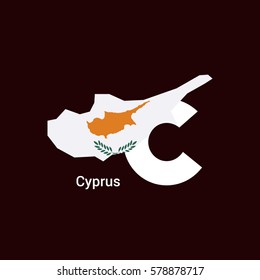 Cyprus Initial Letter Country with Map and Flag Vector