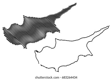 cyprus island map vector illustration, scribble sketch  cyprus island