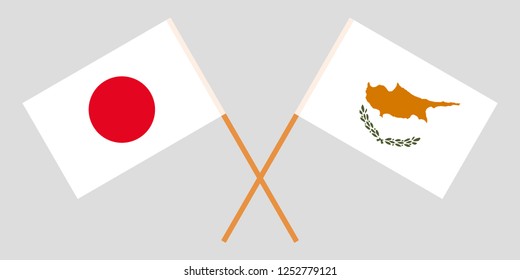 Cyprus and Japan. The Cyprian and Japanese flags. Official proportion. Correct colors. Vector illustration
