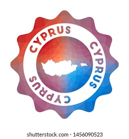 Cyprus low poly logo. Colorful gradient travel logo of the country in geometric style. Multicolored polygonal Cyprus rounded sign with map for your infographics.