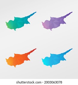 Cyprus Low Poly Map Clip Art Design. Geometric Polygon Graphic National Icon. Vector Illustration Symbol.