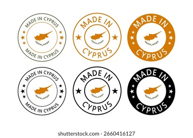 Cyprus Made in Stamp in circle with flag Vector template on white background